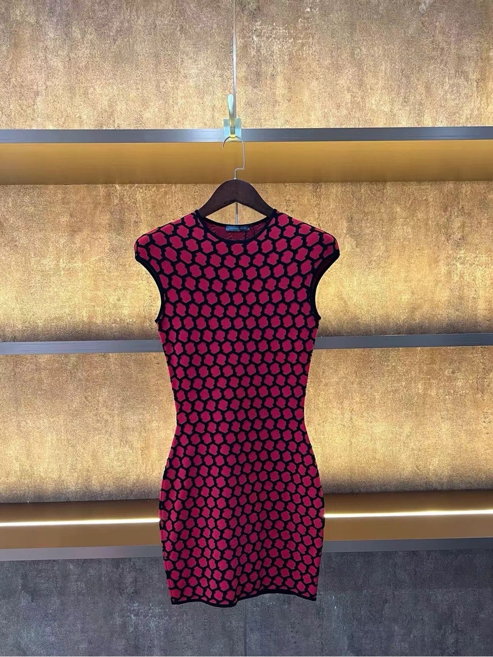 🚩steal Alexander McQueen Fitted Red and Black Patterned Mini Dress